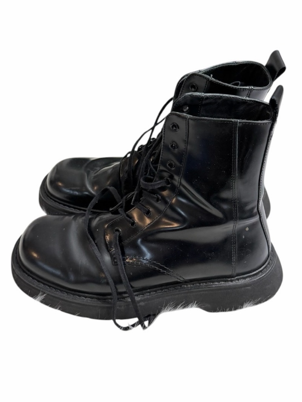 ZARA Black Lace-Up Combat Boots Size 42
